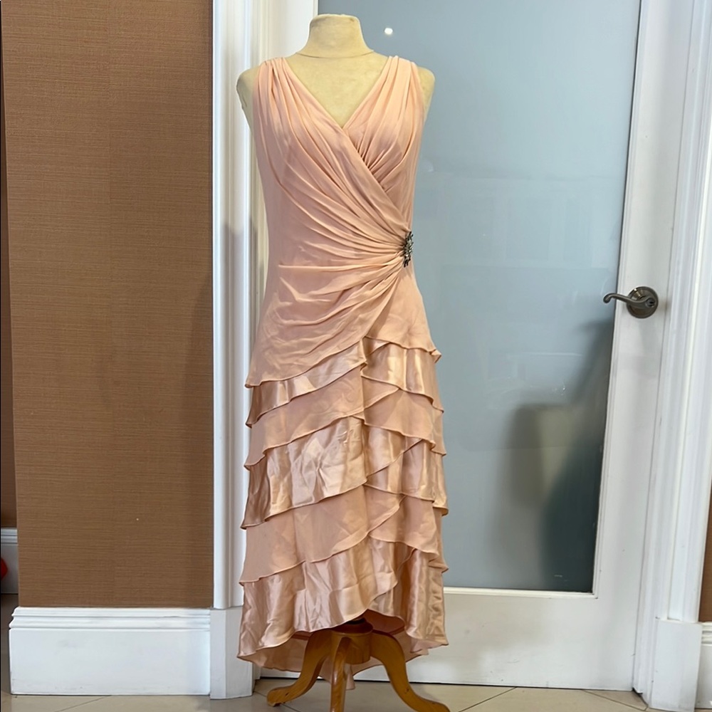 Tadashi Shoji Pink Asymmetrical Ruched Gown